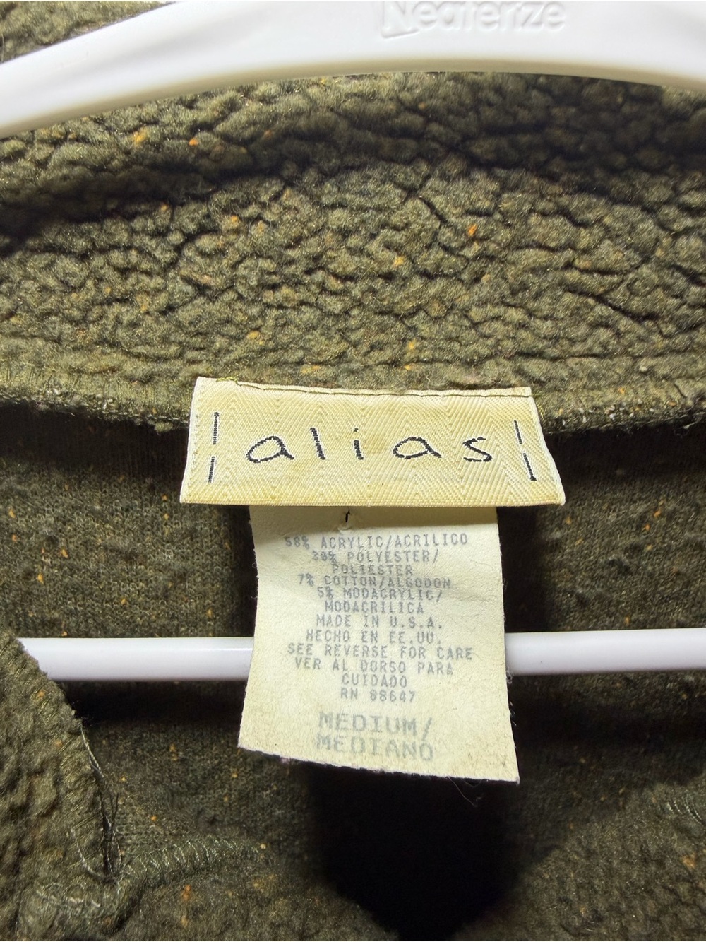 VINTAGE Alia Olive Green Teddy Sherpa Button-Up Jacket - Picture 2 of 5